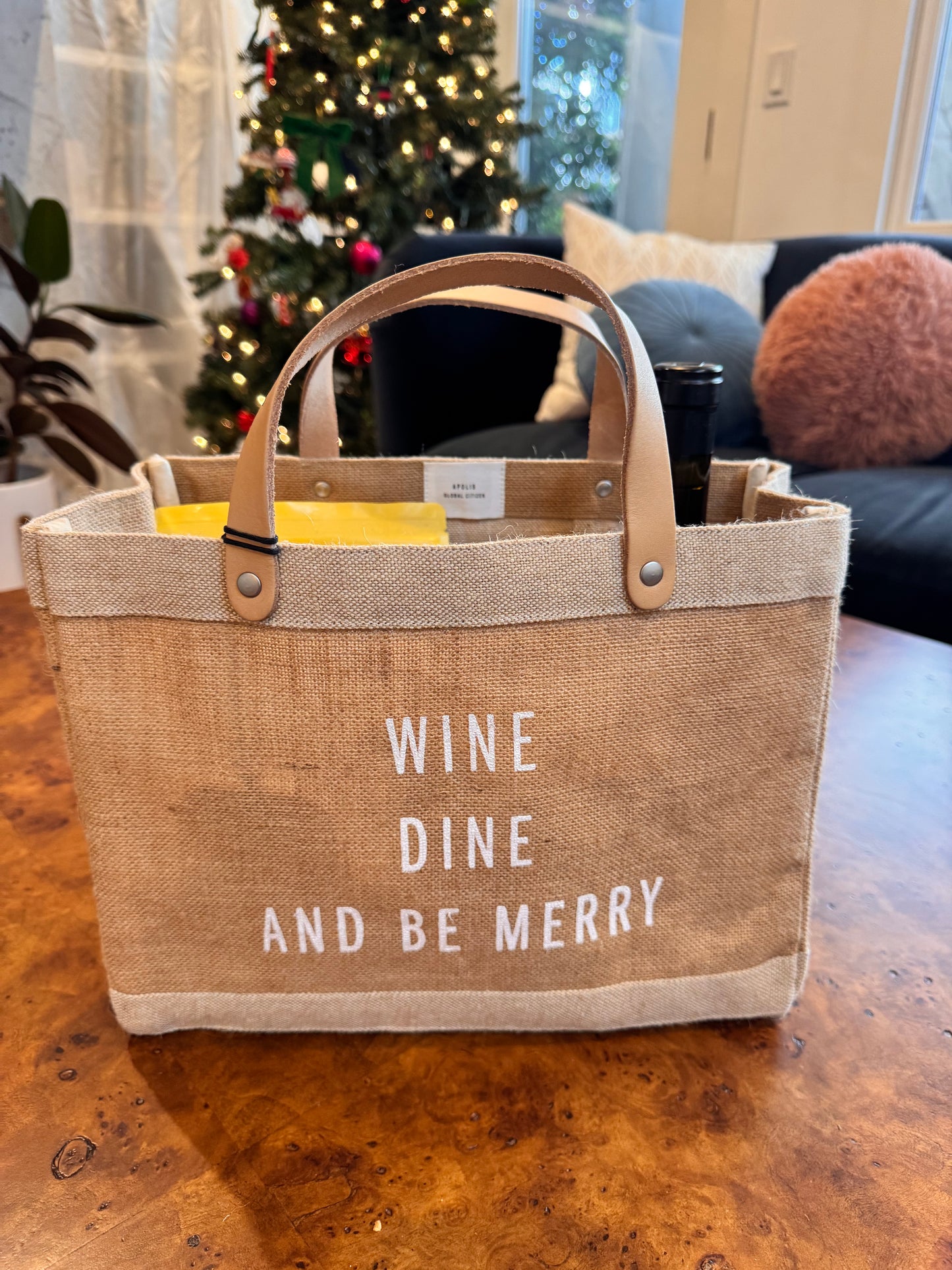 Petite Market Bag (saying Wine, Dine and Be Merry)